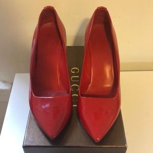 GUCCI red patent leather heels